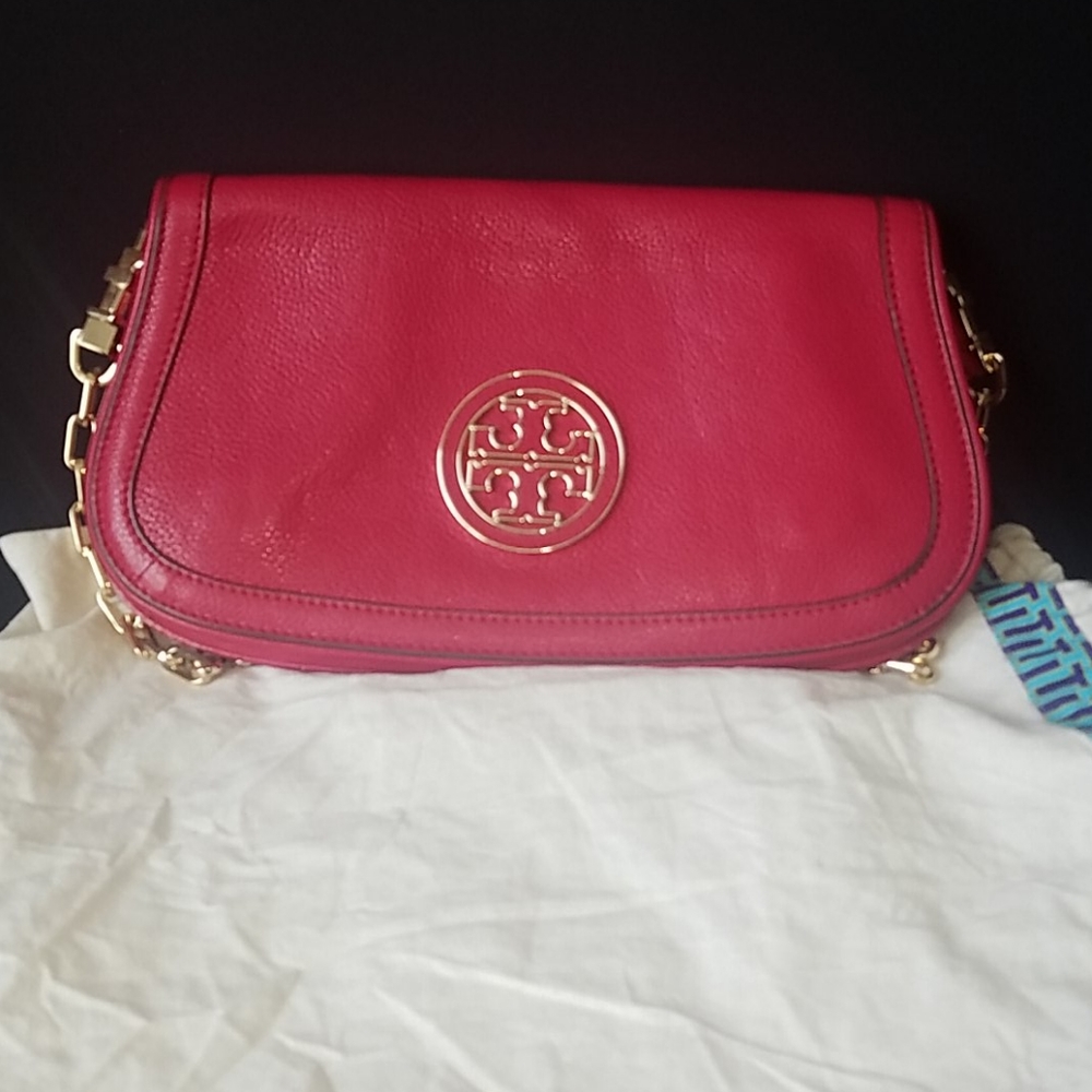Tory Burch red and gold crossbody